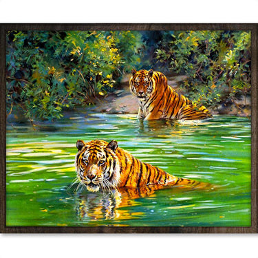 Tijgers in Jungle - Diamond Painting - 40x50cm - Rond